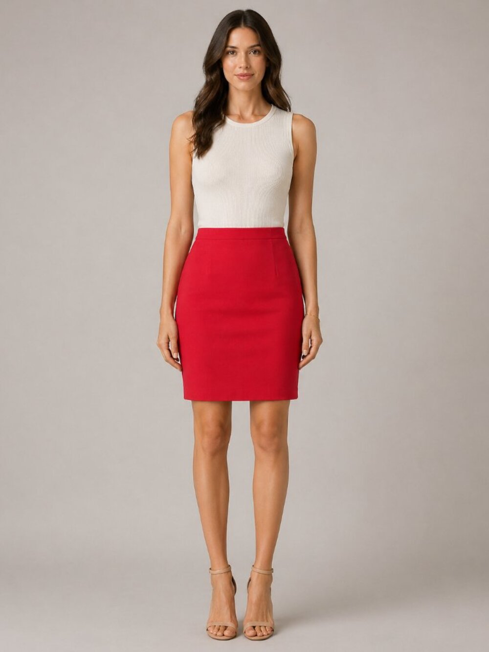 Tahari Women’s Red Mini Pencil Skirt Size L 100% Wool - Picture 4 of 11